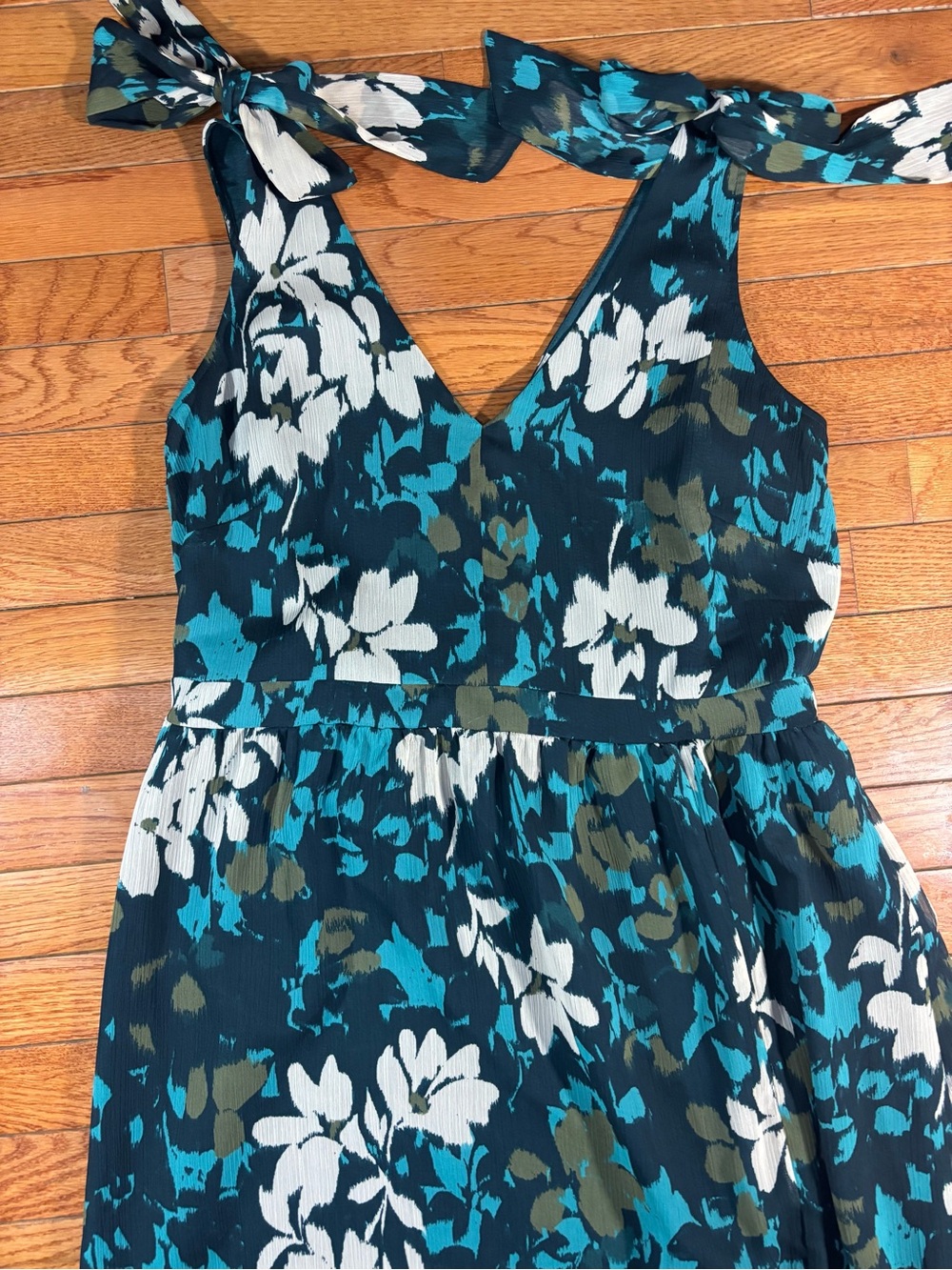 Loft Maxi Dress Floral Romantic Feminine Green Womens Size 12 Flowy - Picture 13 of 16